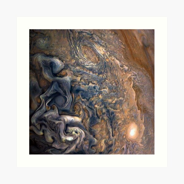 Swirling Clouds of Planet Jupiter Close Up from Juno Cam Art Print