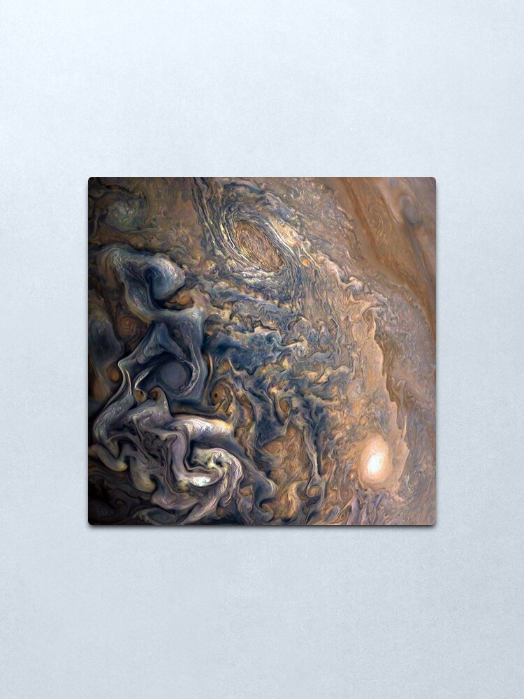 Alternate view of Swirling Clouds of Planet Jupiter Close Up from Juno Cam Metal Print