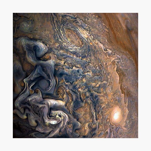 Swirling Clouds of Planet Jupiter Close Up from Juno Cam Photographic Print