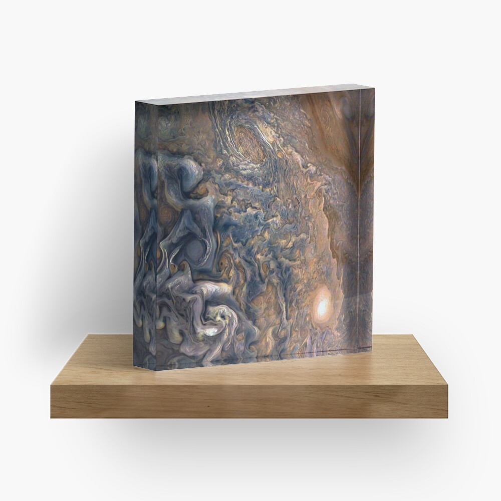 Swirling Clouds of Planet Jupiter Close Up from Juno Cam Acrylic Block