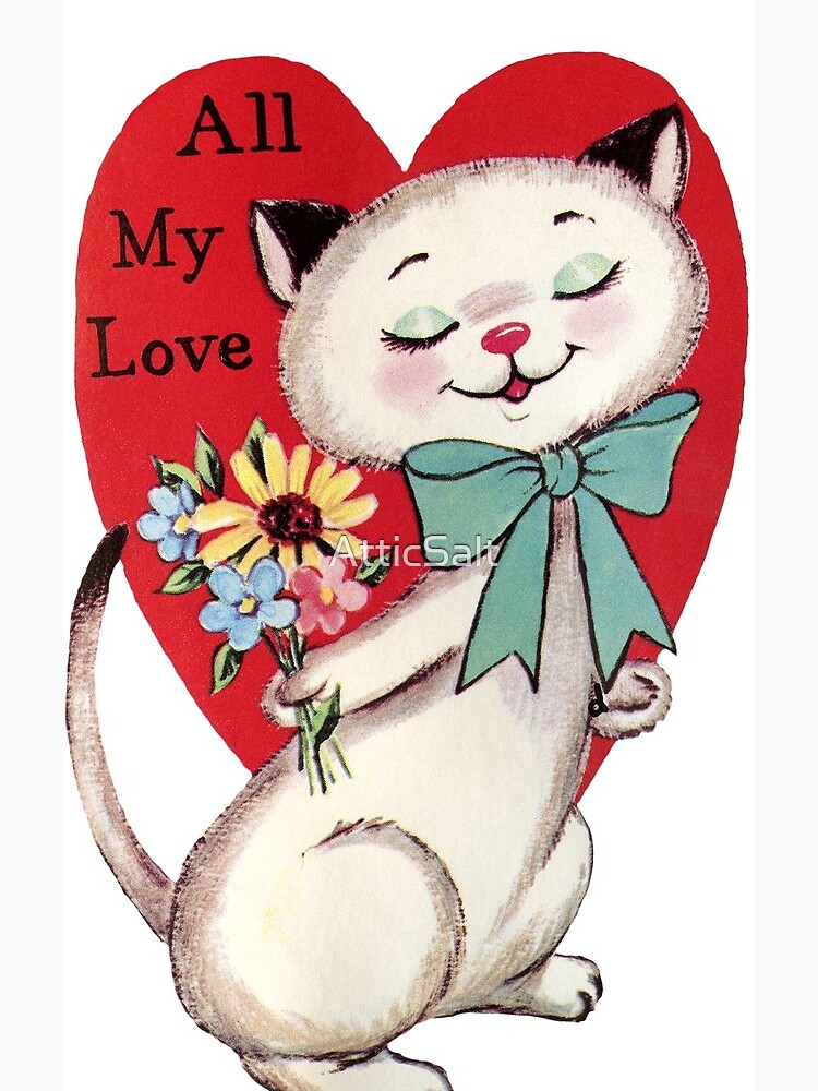 Gray Kittens Vintage Valentine’s Day Card | Postcard