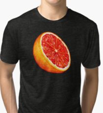 Grapefruit Pattern - Black Tri-blend T-Shirt