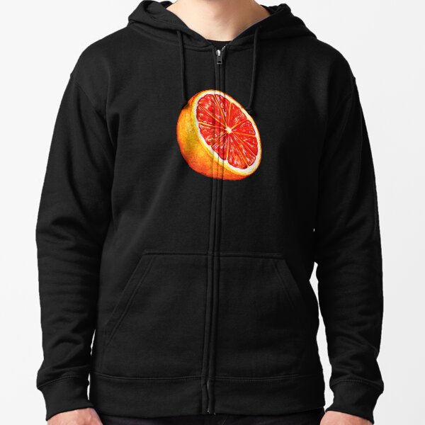 Grapefruit Pattern - Black Zipped Hoodie