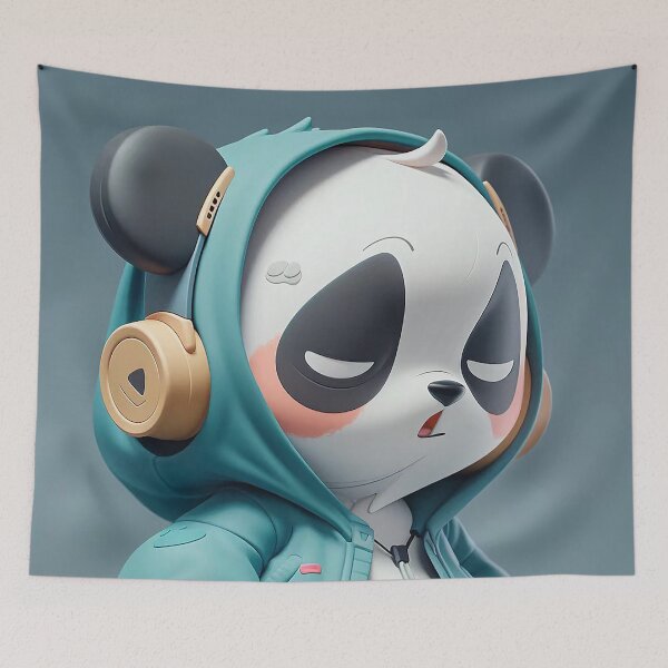 Item preview, AI Painting, A cool panda boy wearing headphones is enjoying music designed and sold by SceneryStudio.