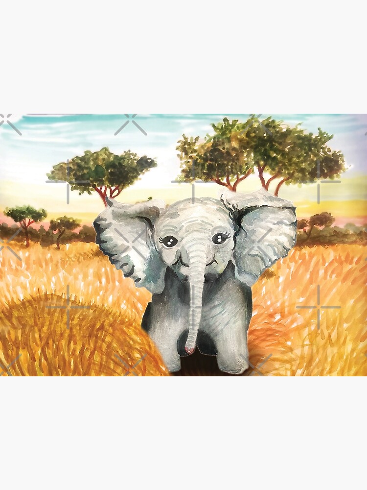 Cute baby elephant painting Safari Nursery