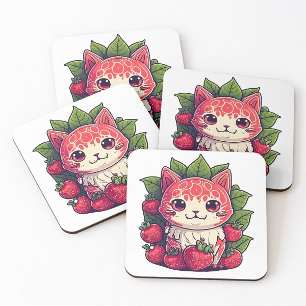 Item preview, cute strawberry cat, red fruit, beautiful, funny designed and sold by ArtHideaway.
