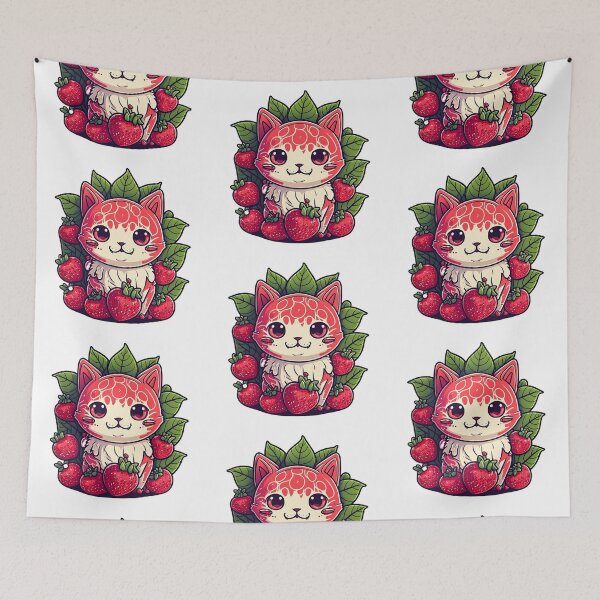 Item preview, cute strawberry cat, red fruit, beautiful, funny designed and sold by ArtHideaway.