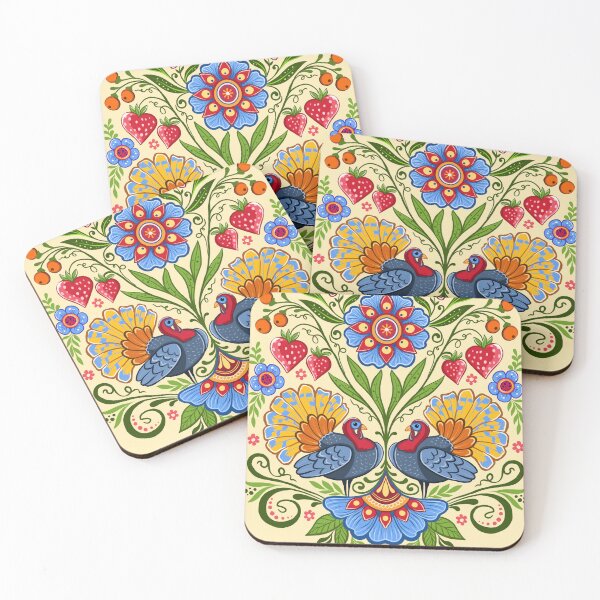 Item preview, pájaros pavos, folklore flores designed and sold by Hennagirl.