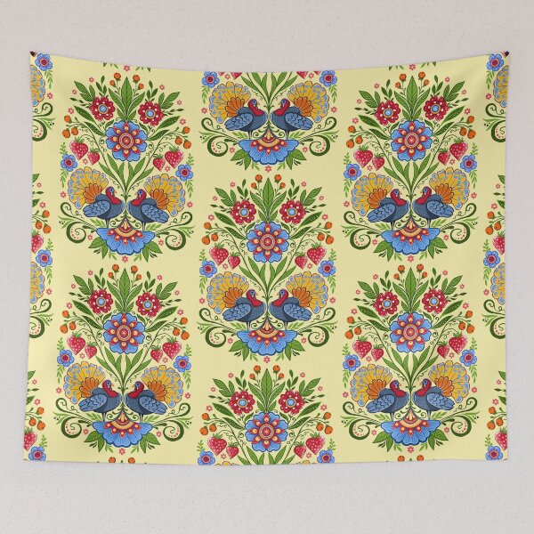 Item preview, birds turkeys, folklore flowers designed and sold by Hennagirl.