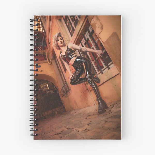 Item preview, model photo blond luxembourg pu pvc leggings designed and sold by Exylium.
