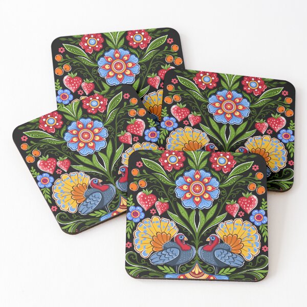 Item preview, Copia de pájaros pavos, flores folklóricas. designed and sold by Hennagirl.