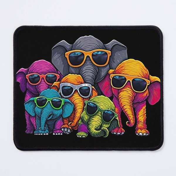 Item preview, Funny colorful elephants with sunglasses - A colorful cartoon family designed and sold by Pixelboys.