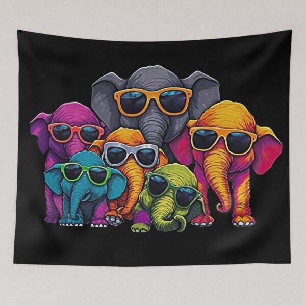 Item preview, Funny colorful elephants with sunglasses - A colorful cartoon family designed and sold by Pixelboys.