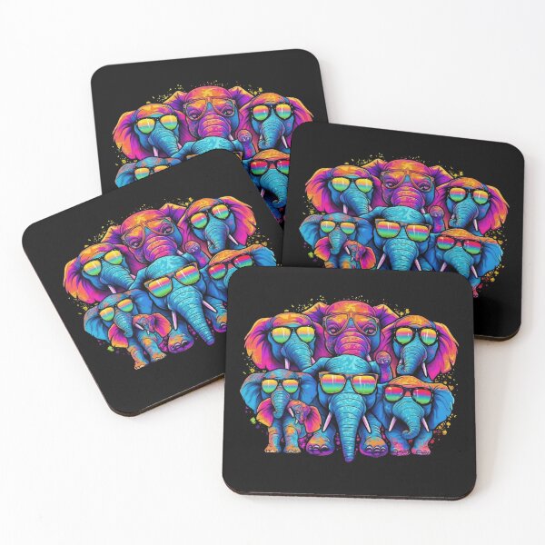 Item preview, Colorful retro elephants with sunglasses - A colorful comic adventure designed and sold by Pixelboys.