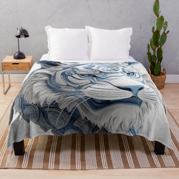 Item preview, AI Painting Cool Tiger head blue and white Traditional Patterns designed and sold by SceneryStudio.