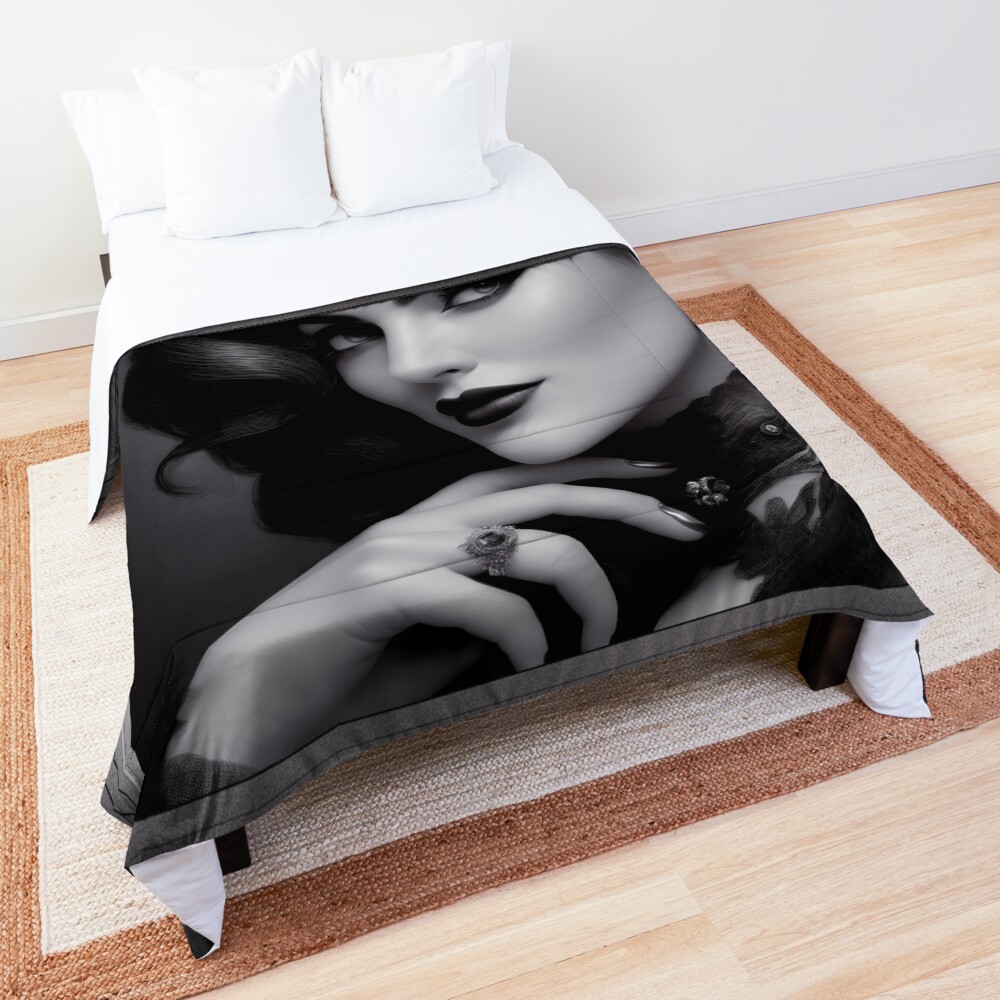 Portrait Of Spy Kalina Shepard AI Concept Art by Xzendor7 - A Stunning Espionage Agent 3 Portrait Of Spy Kalina Shepard Beautiful AI Concept Art Portrait by Xzendor7 Comforter