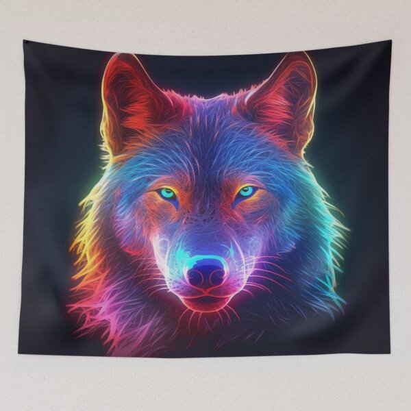 Item preview, Neon Wolf Futuristic Angry and Fierce designed and sold by BrandonArtWorld.