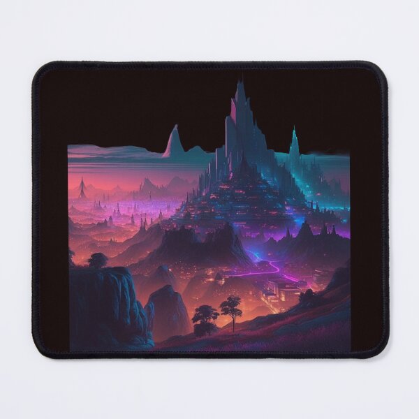 Item preview, Glowing Neon Landscape with Sci-fi city designed and sold by iDezine GD.