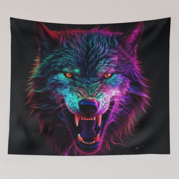 Item preview, Neon Wolf Futuristic Angry and Fierce designed and sold by BrandonArtWorld.