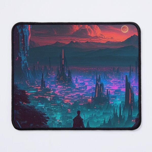 Item preview, Glowing Neon Landscape with Sci-fi city designed and sold by iDezine GD.