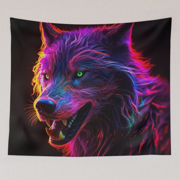 Item preview, Neon Wolf Futuristic Angry and Fierce designed and sold by BrandonArtWorld.