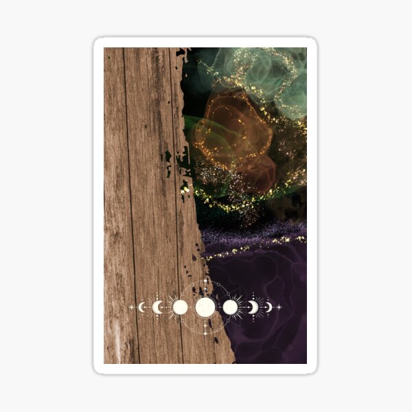 phone case wood with resin moon phases Sticker