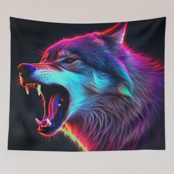 Item preview,  Neon Wolf Futuristic Angry and Fierce designed and sold by BrandonArtWorld.