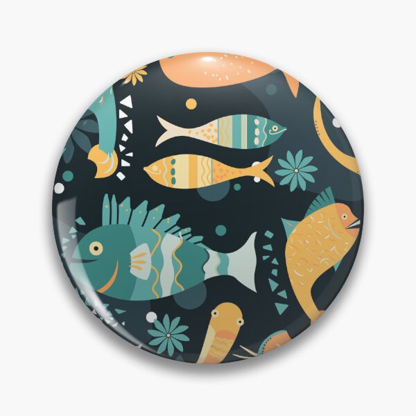 Item preview, Patrón de peces geométricos Picaso-esque - opción de color más oscuro designed and sold by Lucy Cooper.