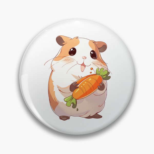 Item preview, cute smiling hamster holding a carrot designed and sold by ArtHideaway.