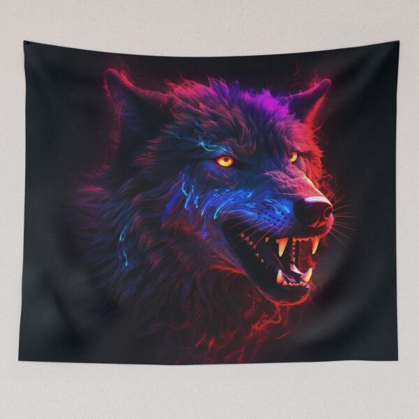 Item preview, Neon Wolf Futuristic Angry and Fierce designed and sold by BrandonArtWorld.