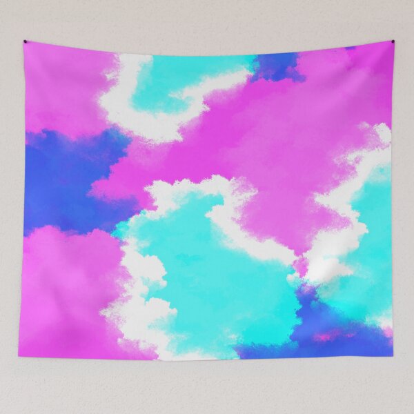 Item preview, Neon Pink Blue clouds designed and sold by awsomepatterns.
