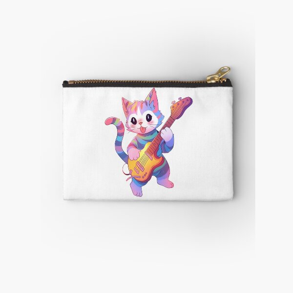 Item preview, colorful crazy cat playing electric guitar designed and sold by ArtHideaway.