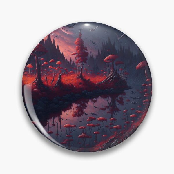 Artikelvorschau, Enchanting Natural Landscape: A mystical and fantastic world filled with a flowing river, vibrant flowers, and magical mushrooms. entworfen und verkauft von RedArtG09.
