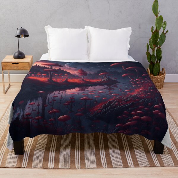 Item preview, Enchanting Natural Landscape: A mystical and fantastic world filled with a flowing river, vibrant flowers, and magical mushrooms. designed and sold by RedArtG09.