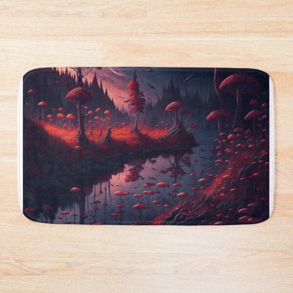 Item preview, Enchanting Natural Landscape: A mystical and fantastic world filled with a flowing river, vibrant flowers, and magical mushrooms. designed and sold by RedArtG09.