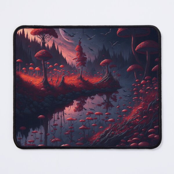Item preview, Enchanting Natural Landscape: A mystical and fantastic world filled with a flowing river, vibrant flowers, and magical mushrooms. designed and sold by RedArtG09.