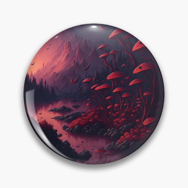 Artikelvorschau, Explore a whimsical landscape where fantastical flowers and bushes line the riverbank, creating a truly mesmerizing sight. entworfen und verkauft von RedArtG09.