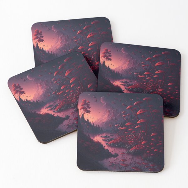 Item preview, Explore a whimsical landscape where fantastical flowers and bushes line the riverbank, creating a truly mesmerizing sight. designed and sold by RedArtG09.