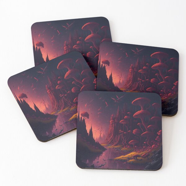 Item preview, Step into a surreal realm where tall mushrooms resemble towering trees, adding an element of fantasy and wonder to the scene. designed and sold by RedArtG09.