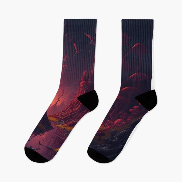 Item preview, Step into a surreal realm where tall mushrooms resemble towering trees, adding an element of fantasy and wonder to the scene. designed and sold by RedArtG09.