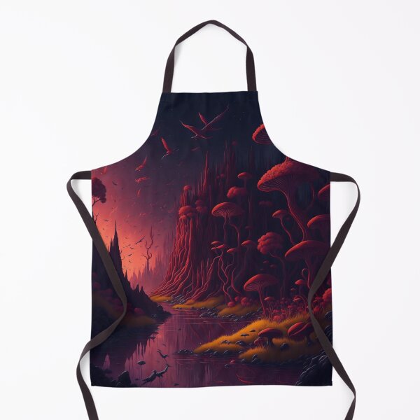 Artikelvorschau, Step into a surreal realm where tall mushrooms resemble towering trees, adding an element of fantasy and wonder to the scene. entworfen und verkauft von RedArtG09.