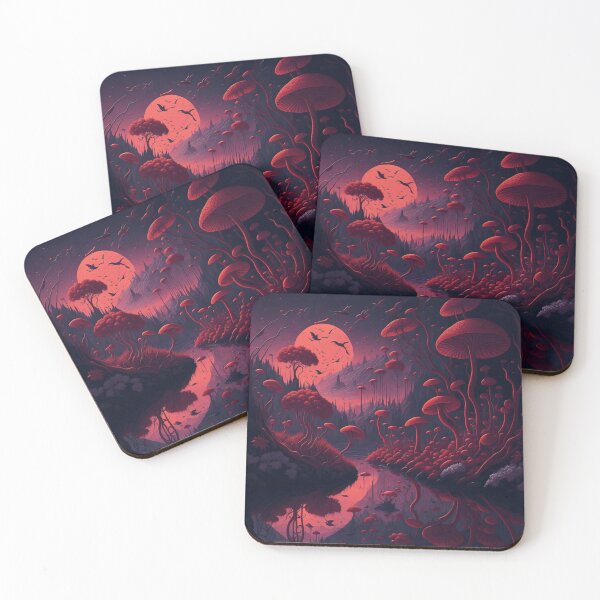 Item preview, Behold a reddish sky adorned with silhouettes of planets, creating an otherworldly backdrop for this mystical natural landscape. designed and sold by RedArtG09.