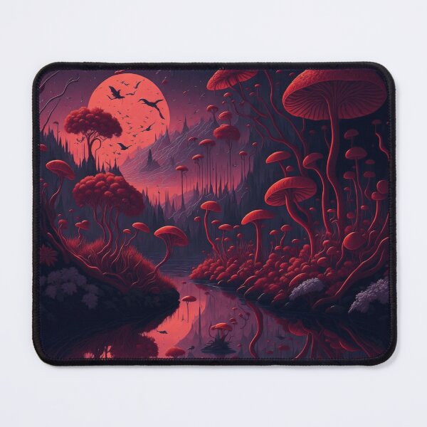 Artikelvorschau, Behold a reddish sky adorned with silhouettes of planets, creating an otherworldly backdrop for this mystical natural landscape. entworfen und verkauft von RedArtG09.