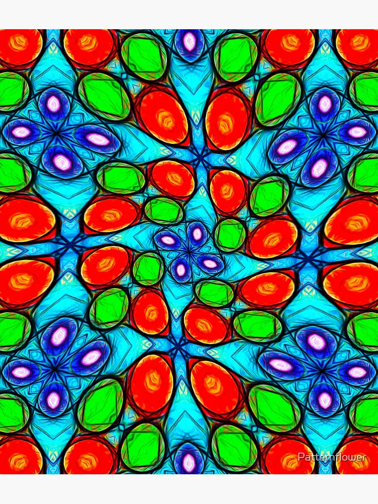 Thumbnail 3 of 3, Poster, Colorful Abstract Flower Pattern designed and sold by Patternflower.