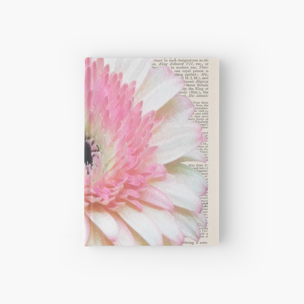 Gerbera Pink Flower Printed Onto Antique English Dictionary Page Hardcover Journal For Sale By Littlewordsmith Redbubble