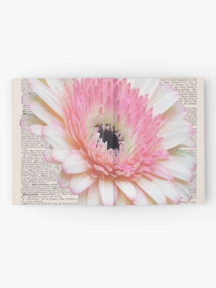 Gerbera Pink Flower Printed Onto Antique English Dictionary Page Hardcover Journal By Littlewordsmith Redbubble