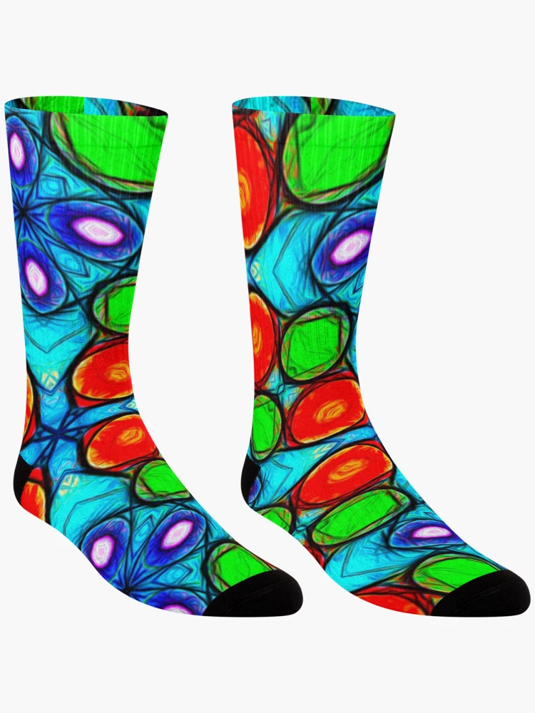 Thumbnail 3 of 5, Socks, Colorful Abstract Flower Pattern designed and sold by Patternflower.