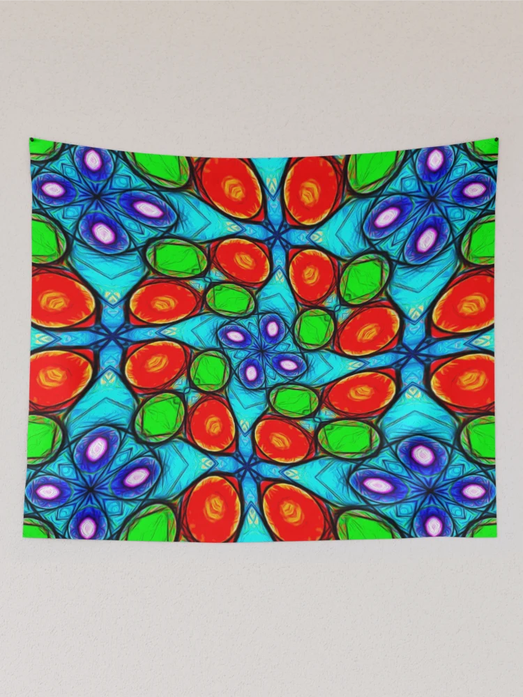 Thumbnail 2 of 3, Tapestry, Colorful Abstract Flower Pattern designed and sold by Patternflower.