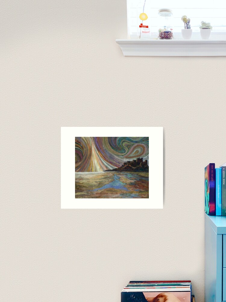 Aperçu 2 sur 3. Impression artistique avec l'œuvre Broderie du château de Banburgh - Art textile créée et vendue par RWTextileArt.