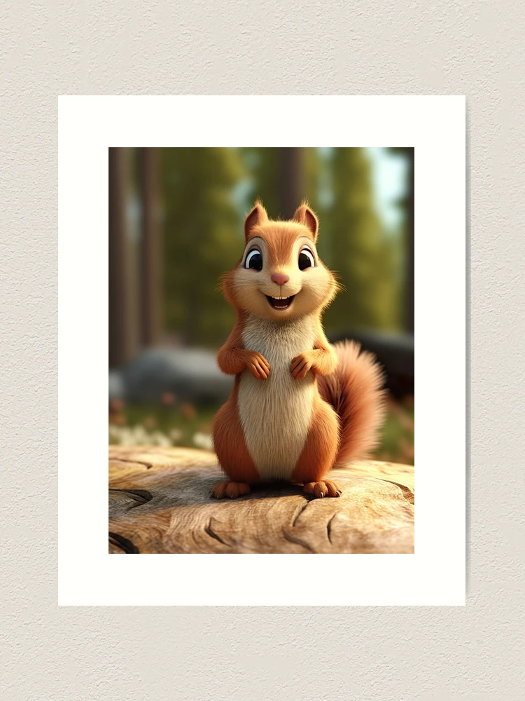 Adorable Cartoon Squirrel - Fun & Cute Woodland Creature Art Art Print  for Sale by DoPrint